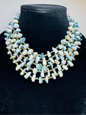 Vintage Japan 5 Strand Mother of Pearl Beaded Necklace